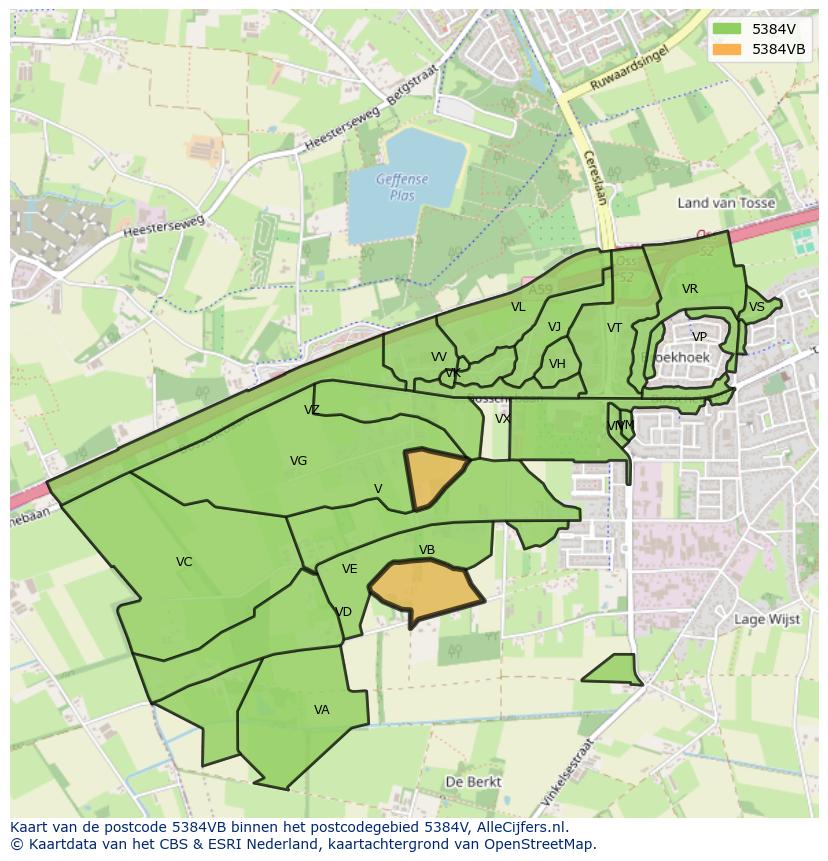 Afbeelding van het postcodegebied 5384 VB op de kaart.