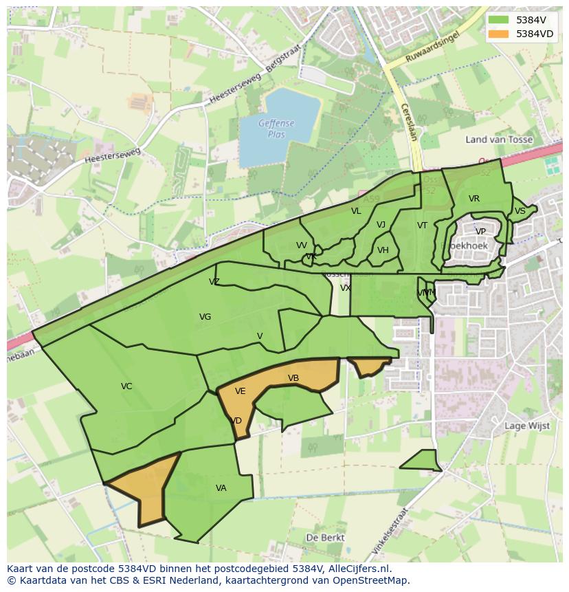 Afbeelding van het postcodegebied 5384 VD op de kaart.