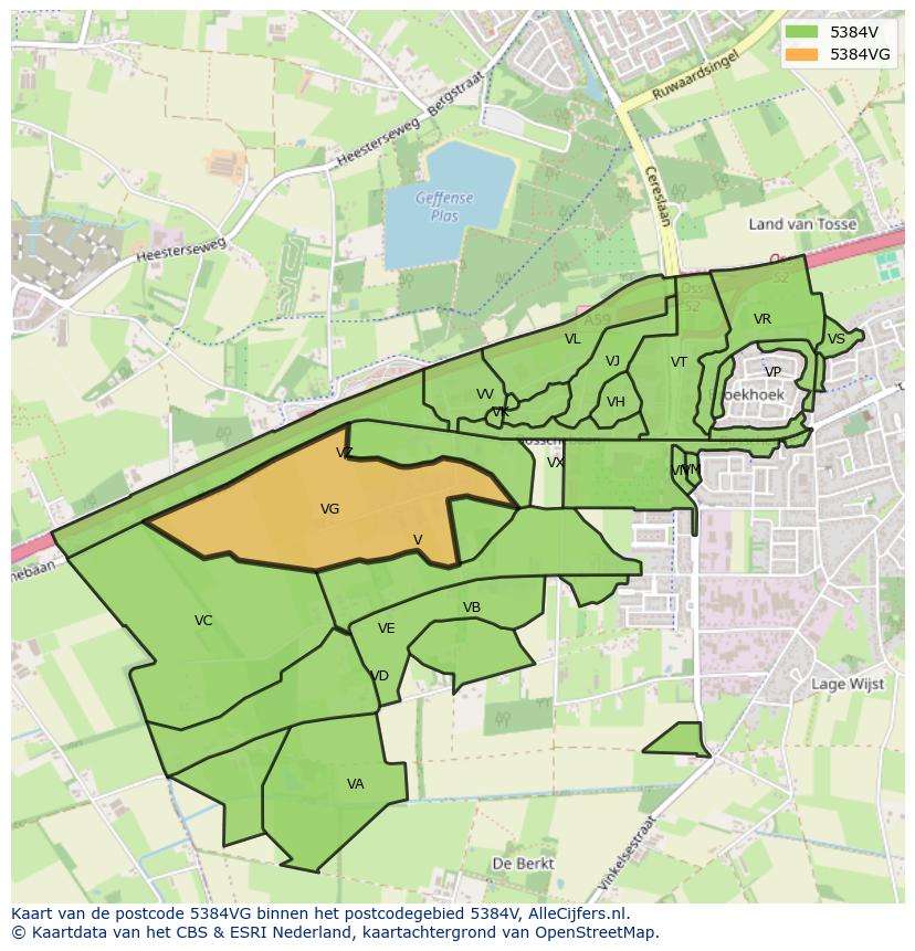 Afbeelding van het postcodegebied 5384 VG op de kaart.