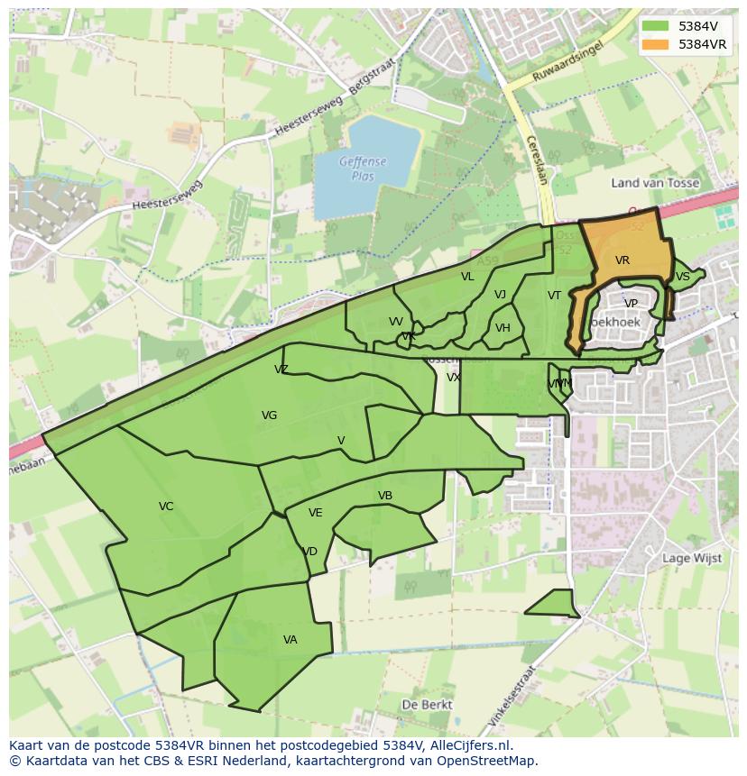 Afbeelding van het postcodegebied 5384 VR op de kaart.