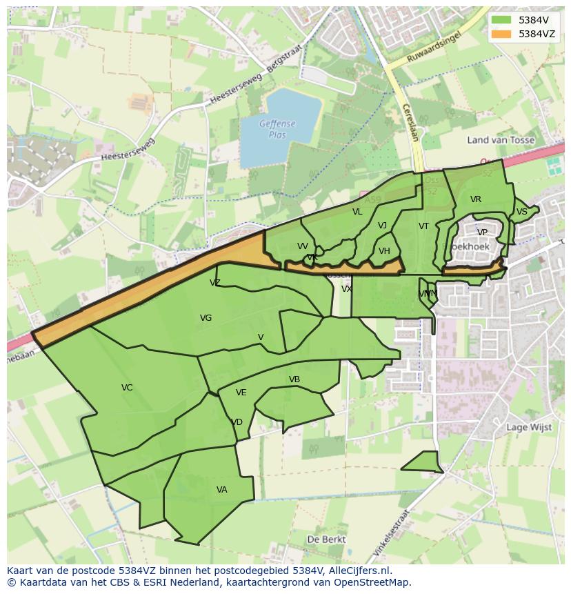 Afbeelding van het postcodegebied 5384 VZ op de kaart.