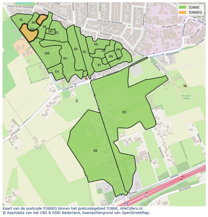 Afbeelding van het postcodegebied 5386 EG op de kaart.