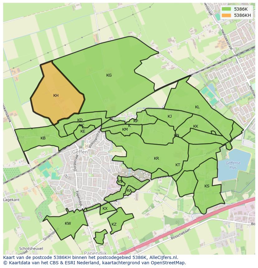 Afbeelding van het postcodegebied 5386 KH op de kaart.
