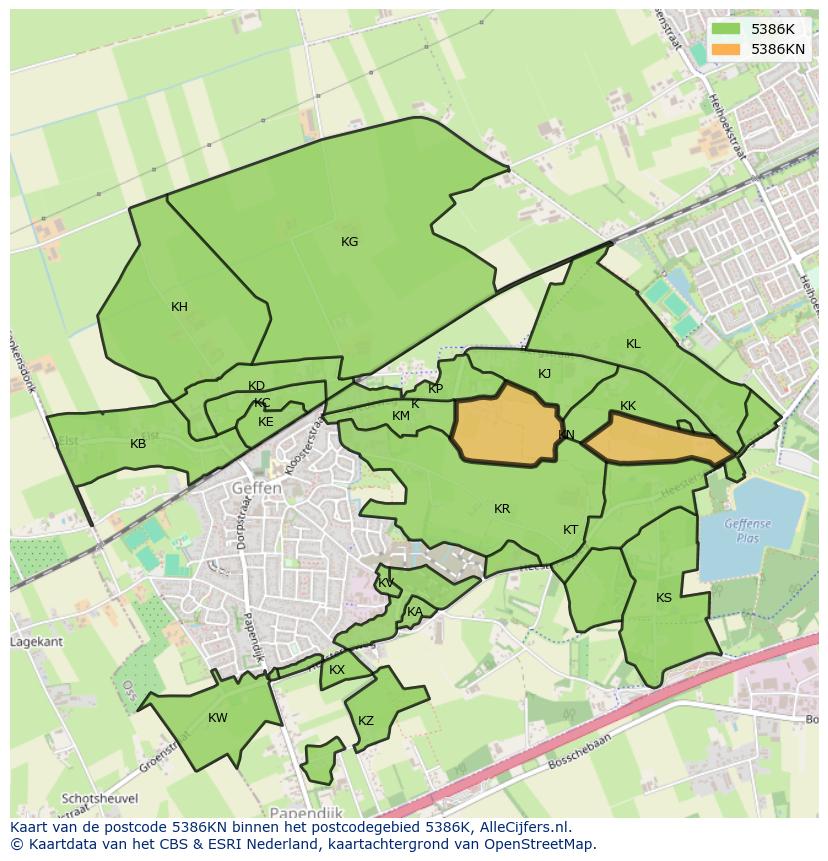 Afbeelding van het postcodegebied 5386 KN op de kaart.