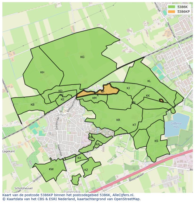 Afbeelding van het postcodegebied 5386 KP op de kaart.