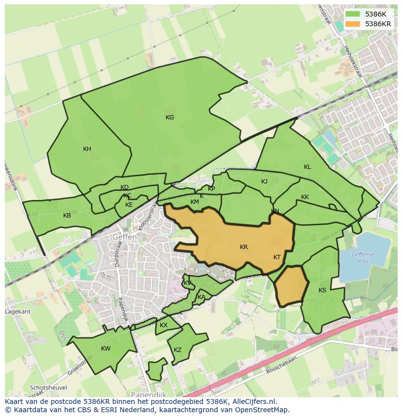 Afbeelding van het postcodegebied 5386 KR op de kaart.