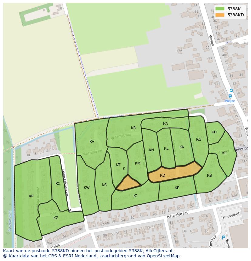 Afbeelding van het postcodegebied 5388 KD op de kaart.