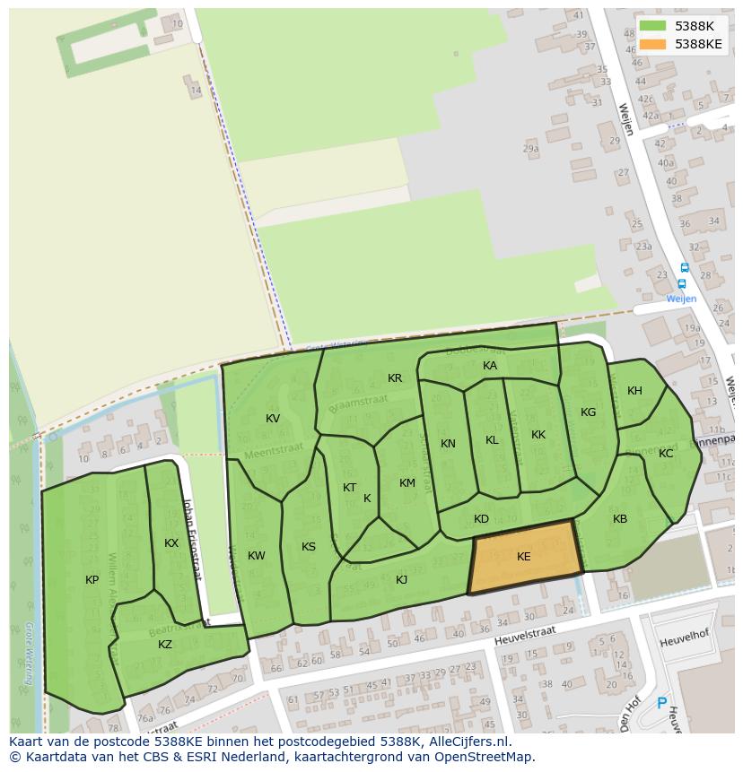 Afbeelding van het postcodegebied 5388 KE op de kaart.