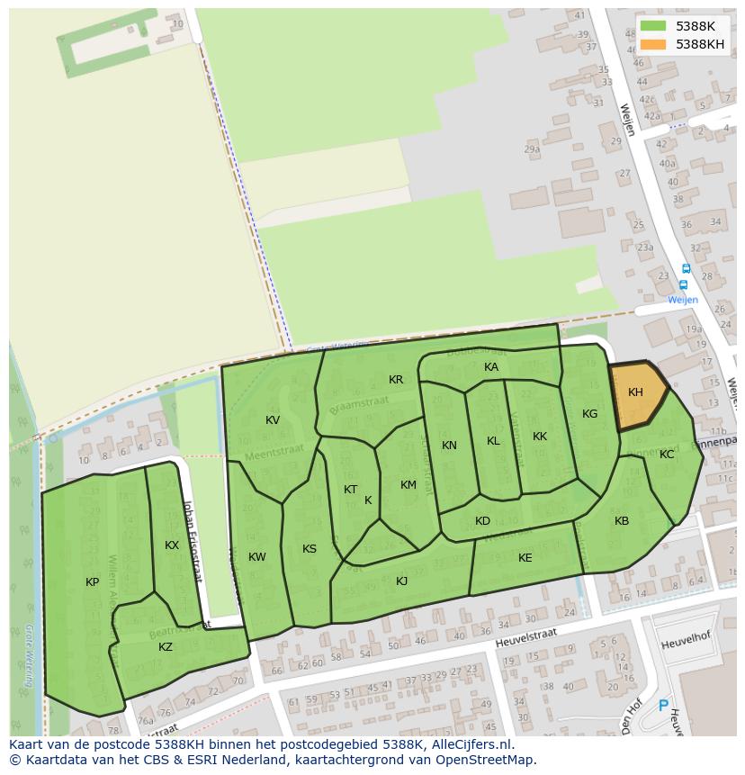 Afbeelding van het postcodegebied 5388 KH op de kaart.