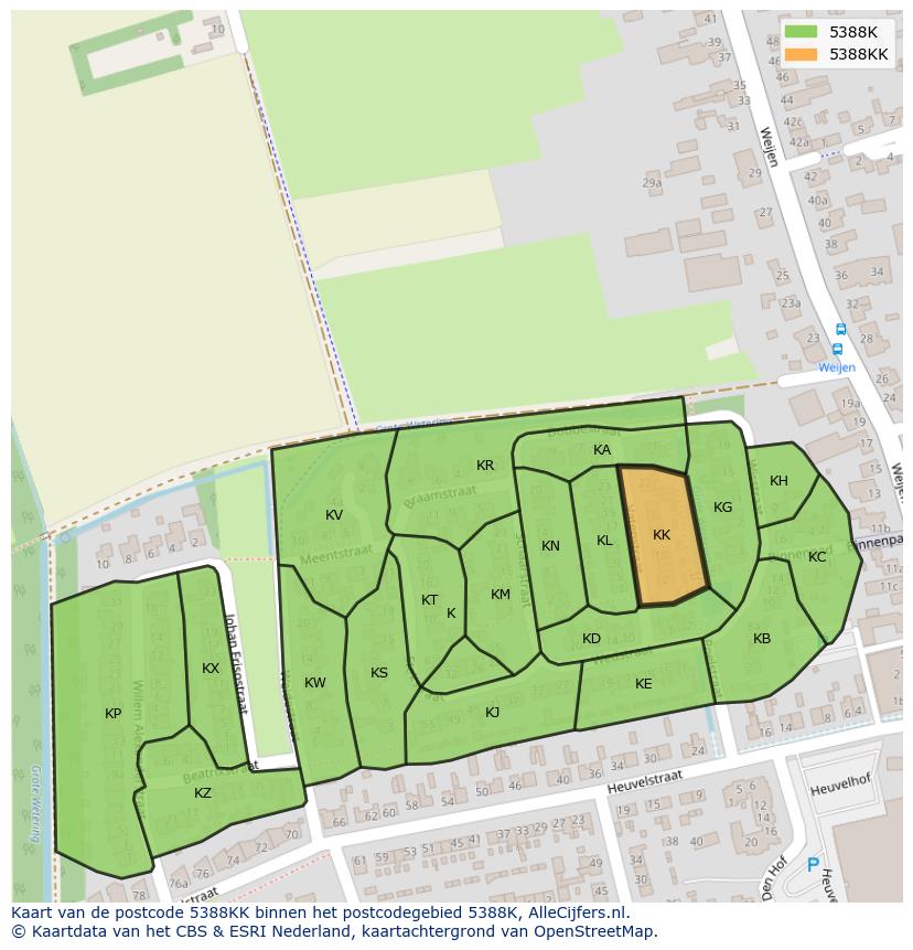 Afbeelding van het postcodegebied 5388 KK op de kaart.