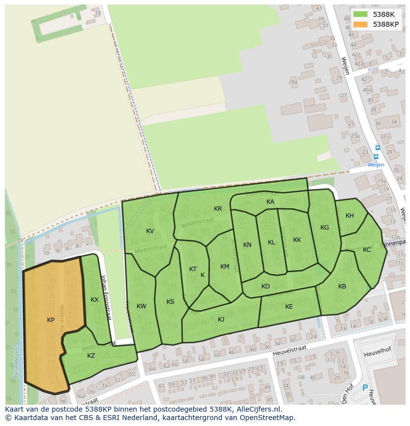 Afbeelding van het postcodegebied 5388 KP op de kaart.