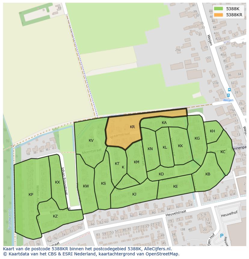 Afbeelding van het postcodegebied 5388 KR op de kaart.