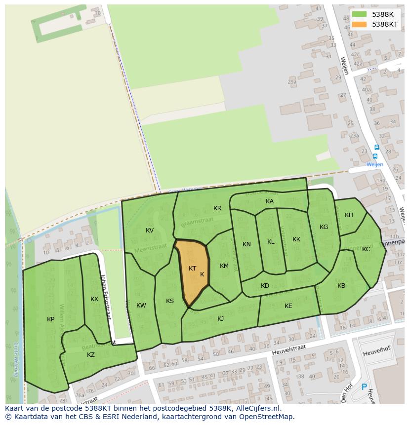 Afbeelding van het postcodegebied 5388 KT op de kaart.