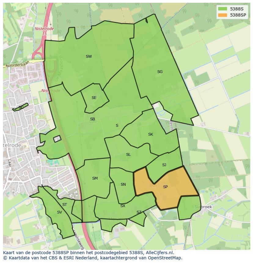 Afbeelding van het postcodegebied 5388 SP op de kaart.