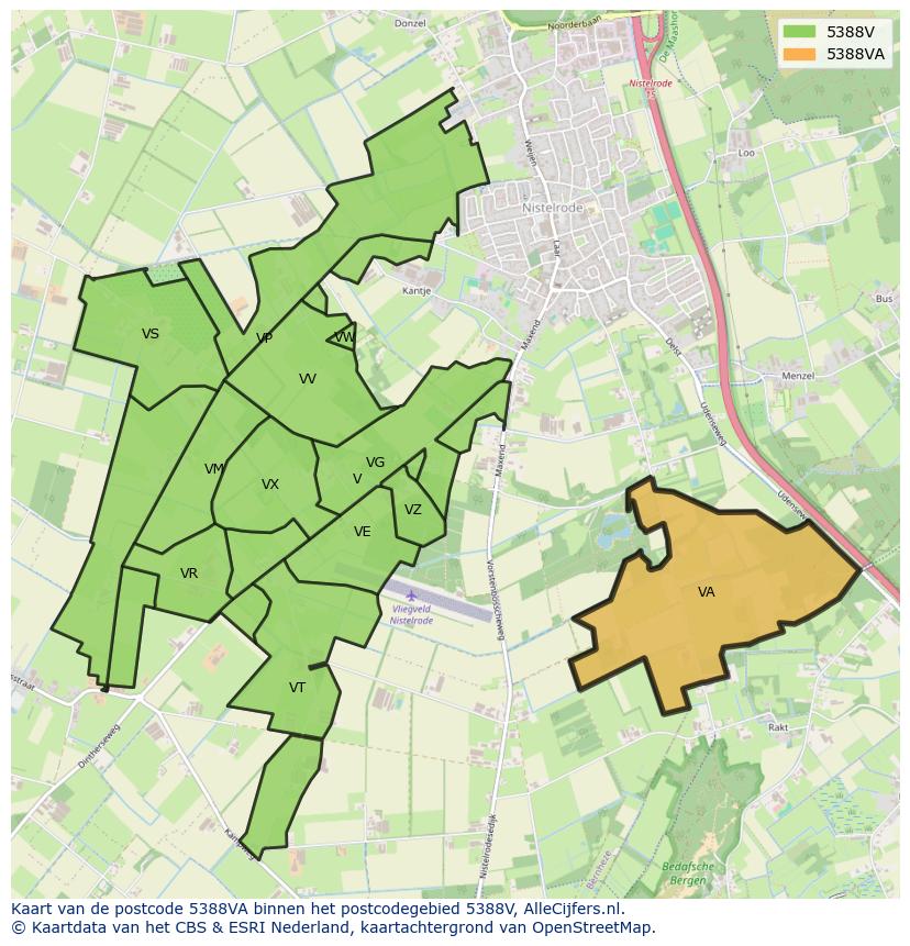 Afbeelding van het postcodegebied 5388 VA op de kaart.