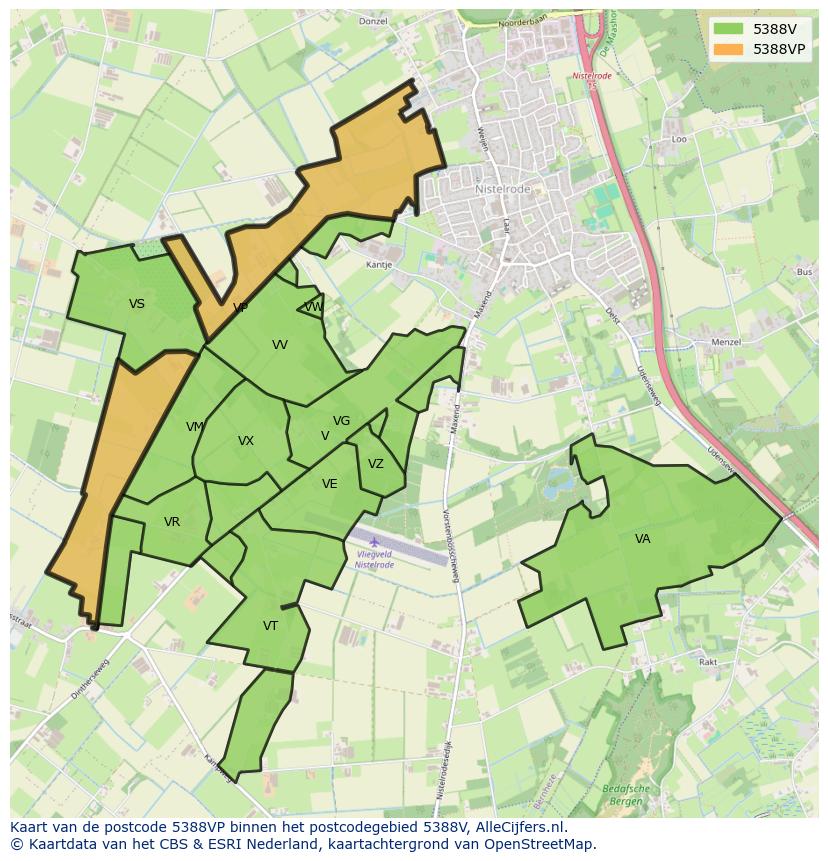 Afbeelding van het postcodegebied 5388 VP op de kaart.