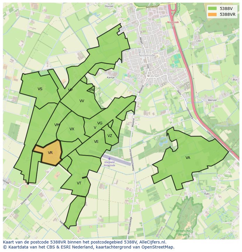 Afbeelding van het postcodegebied 5388 VR op de kaart.