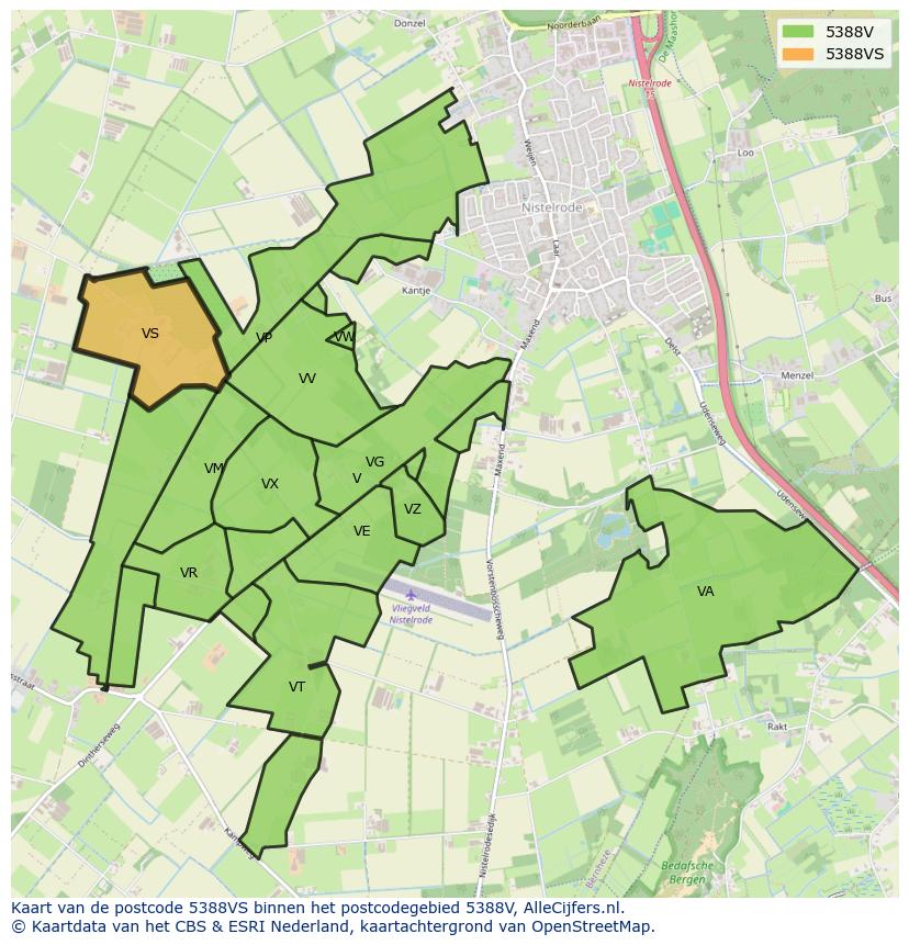 Afbeelding van het postcodegebied 5388 VS op de kaart.
