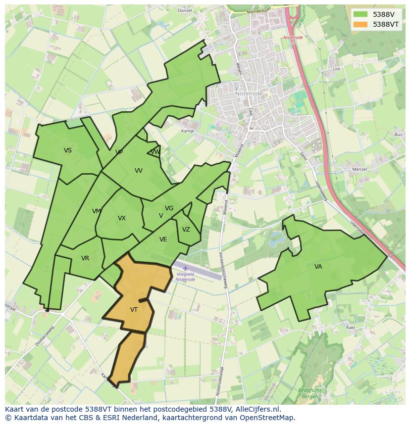Afbeelding van het postcodegebied 5388 VT op de kaart.