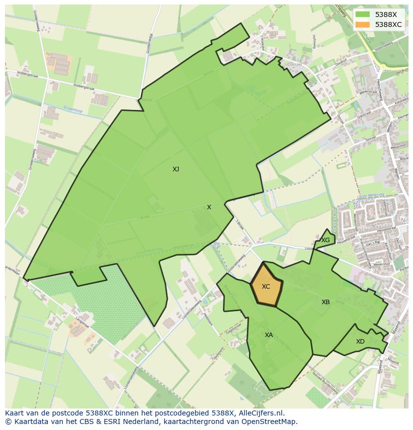Afbeelding van het postcodegebied 5388 XC op de kaart.