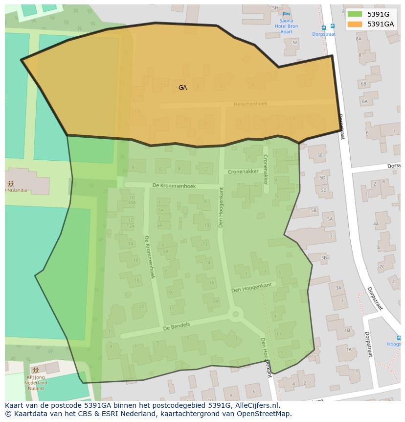 Afbeelding van het postcodegebied 5391 GA op de kaart.