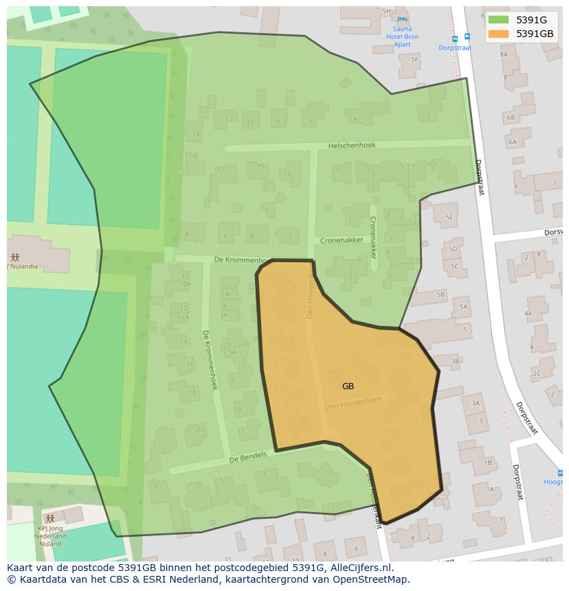 Afbeelding van het postcodegebied 5391 GB op de kaart.