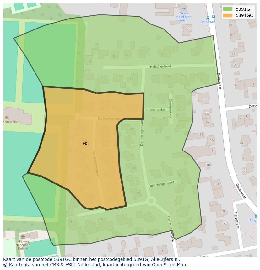 Afbeelding van het postcodegebied 5391 GC op de kaart.