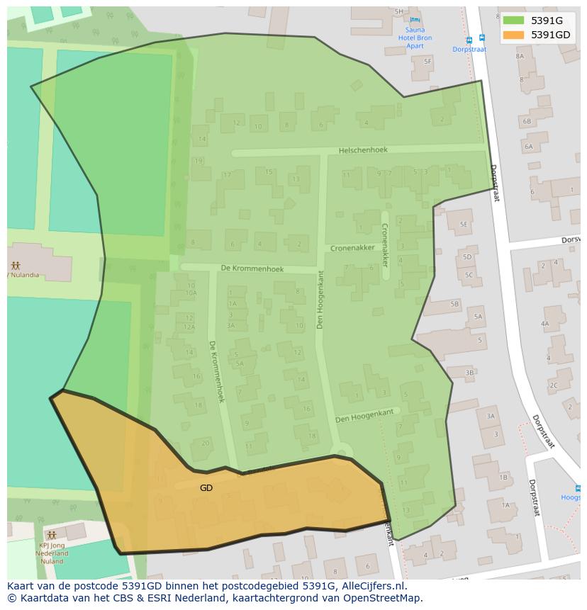 Afbeelding van het postcodegebied 5391 GD op de kaart.