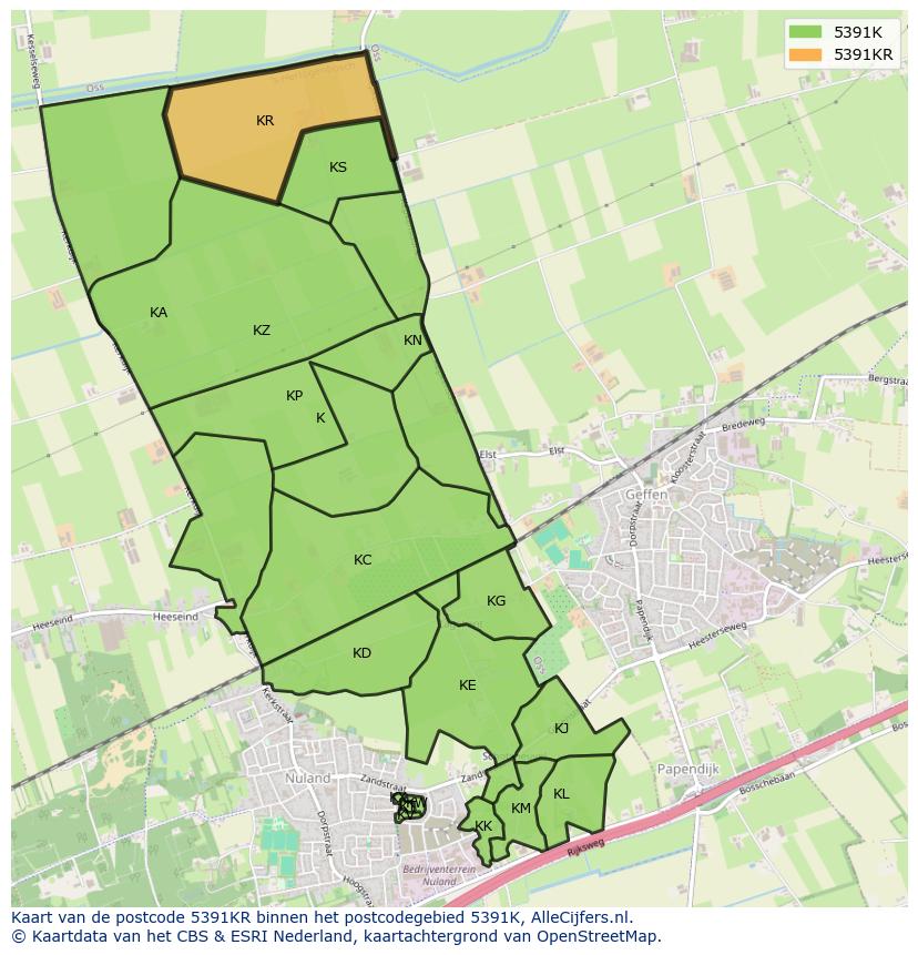 Afbeelding van het postcodegebied 5391 KR op de kaart.