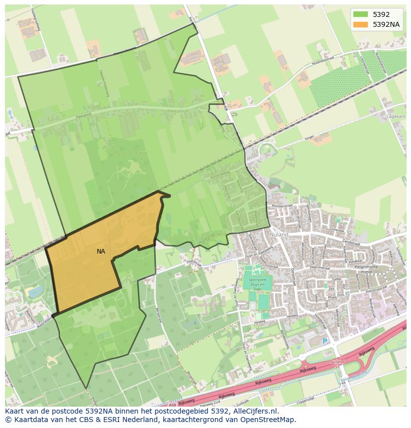 Afbeelding van het postcodegebied 5392 NA op de kaart.