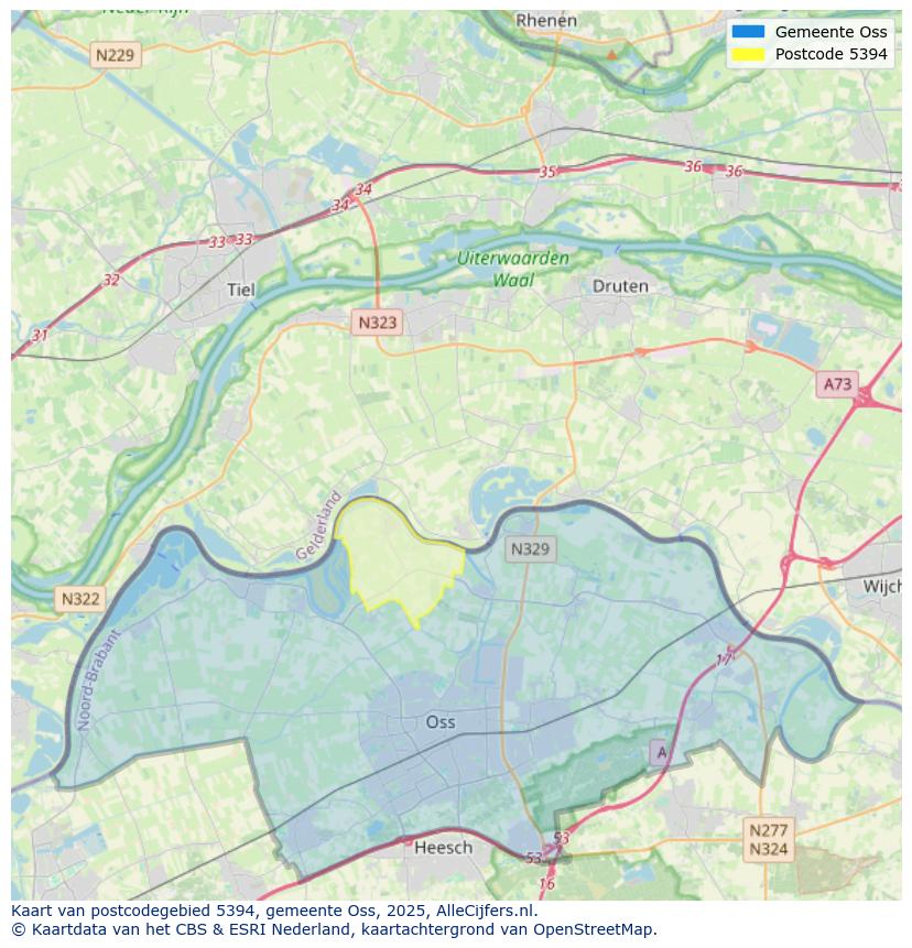 Afbeelding van het postcodegebied 5394 op de kaart.