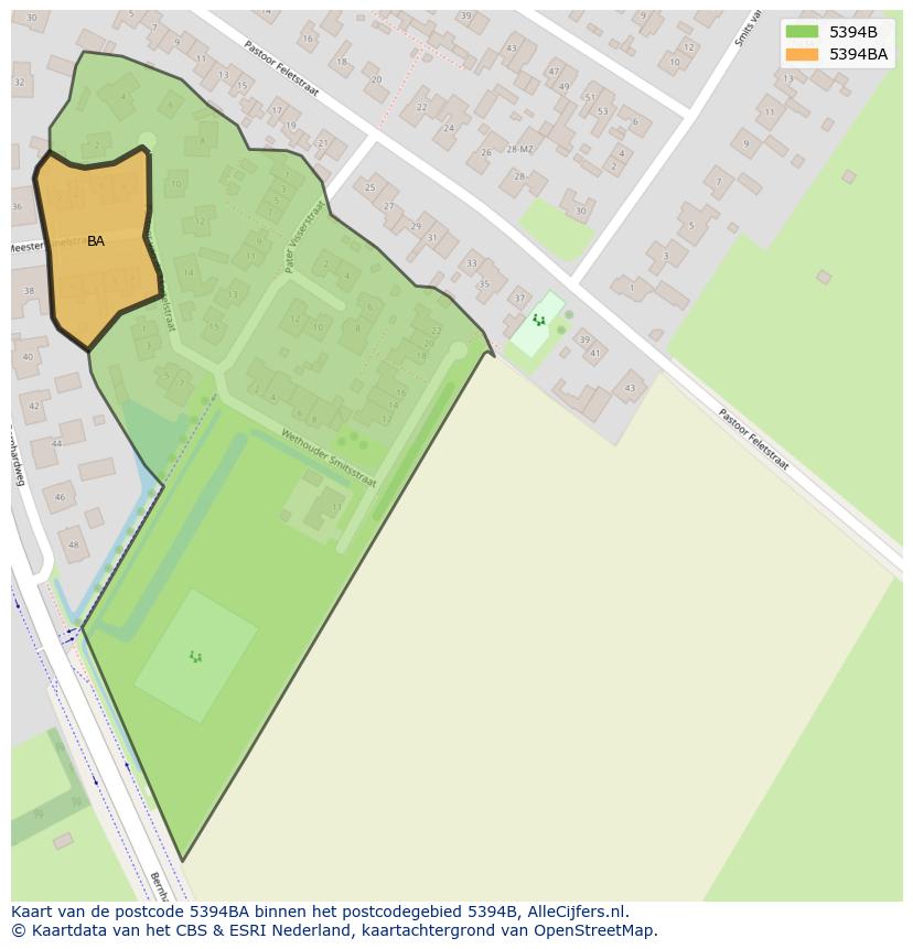 Afbeelding van het postcodegebied 5394 BA op de kaart.