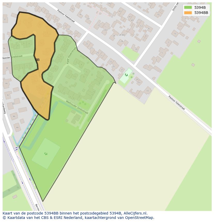 Afbeelding van het postcodegebied 5394 BB op de kaart.