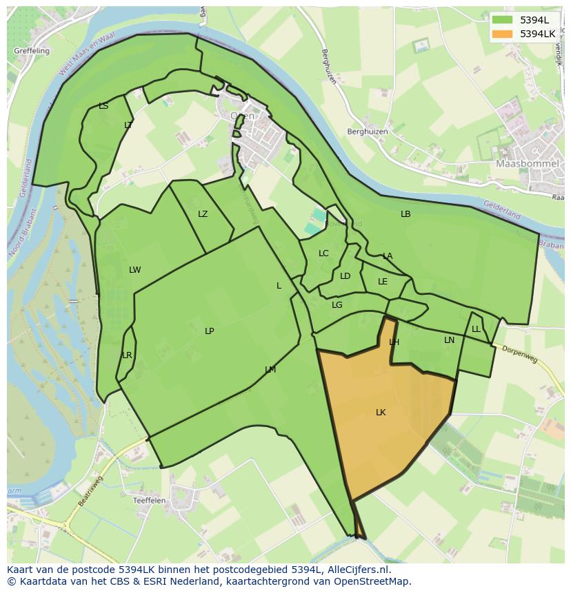 Afbeelding van het postcodegebied 5394 LK op de kaart.