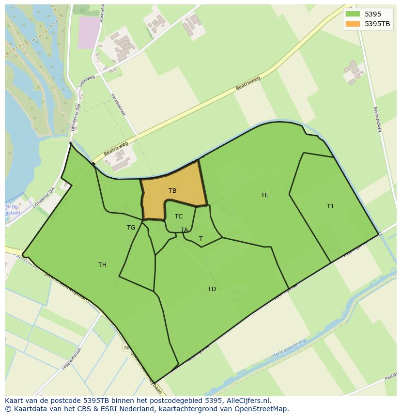 Afbeelding van het postcodegebied 5395 TB op de kaart.