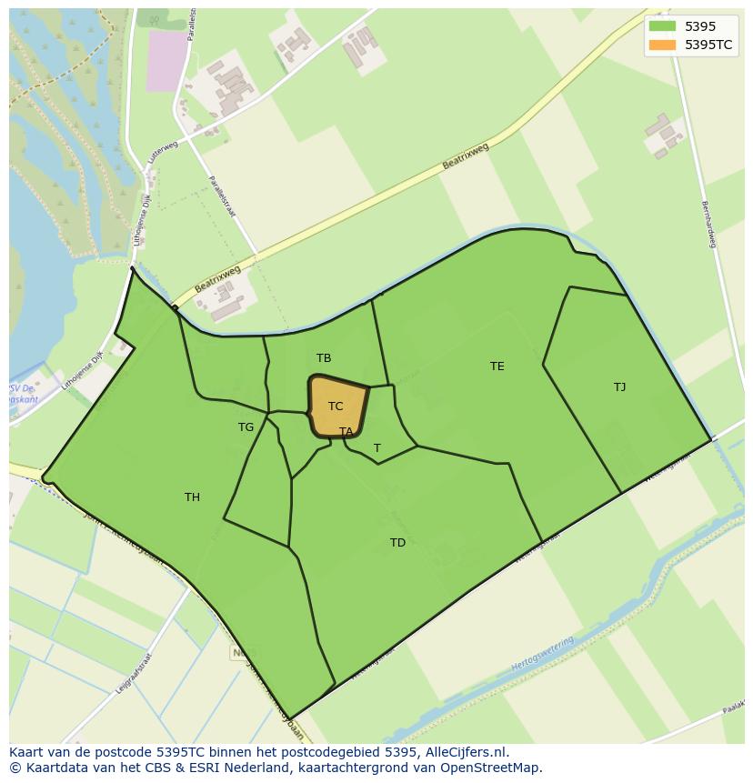 Afbeelding van het postcodegebied 5395 TC op de kaart.