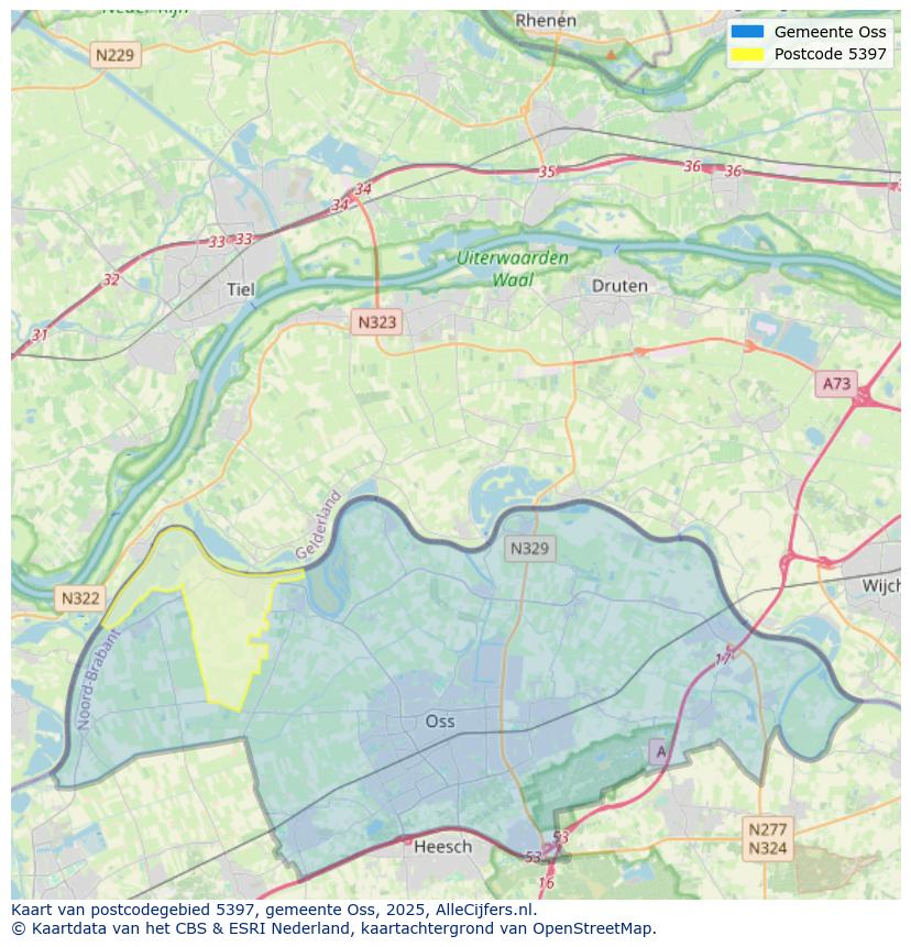 Afbeelding van het postcodegebied 5397 op de kaart.
