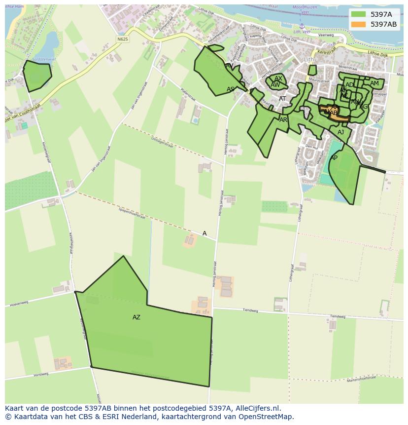 Afbeelding van het postcodegebied 5397 AB op de kaart.