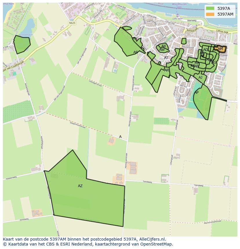 Afbeelding van het postcodegebied 5397 AM op de kaart.