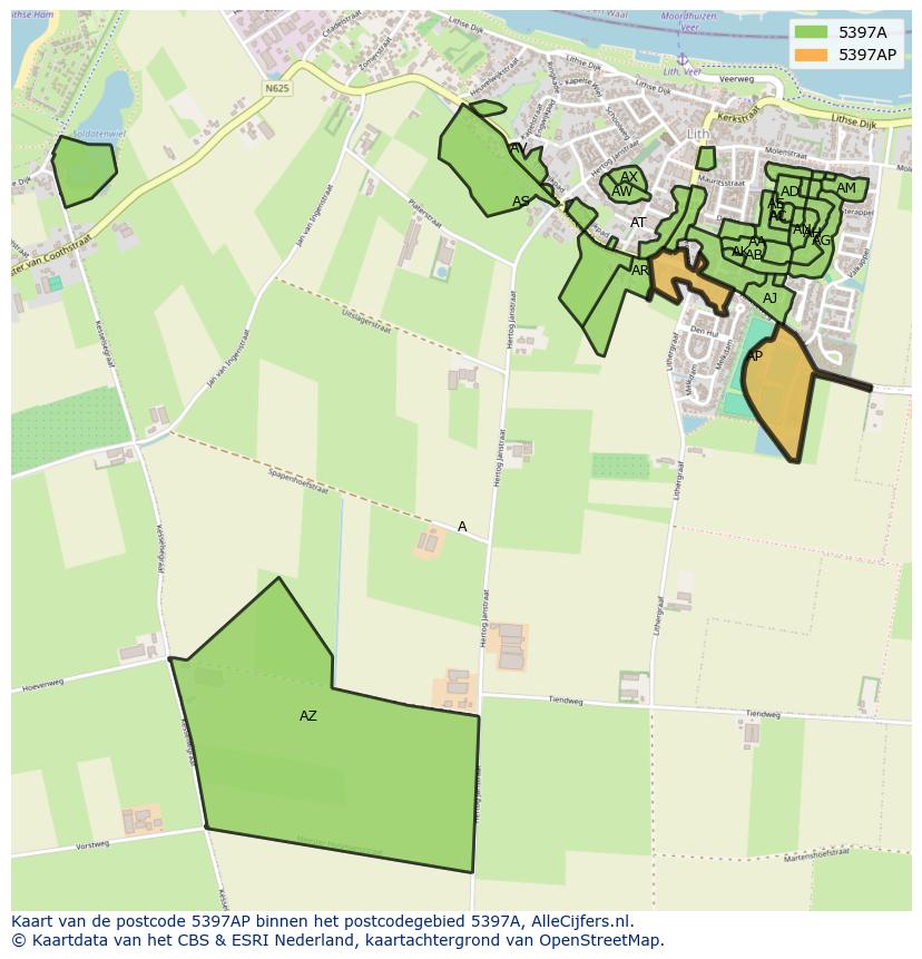 Afbeelding van het postcodegebied 5397 AP op de kaart.