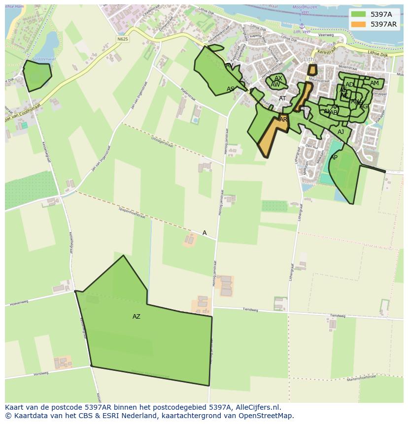 Afbeelding van het postcodegebied 5397 AR op de kaart.