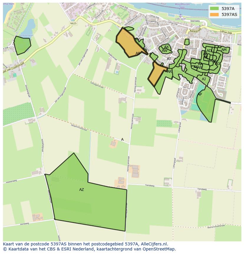 Afbeelding van het postcodegebied 5397 AS op de kaart.