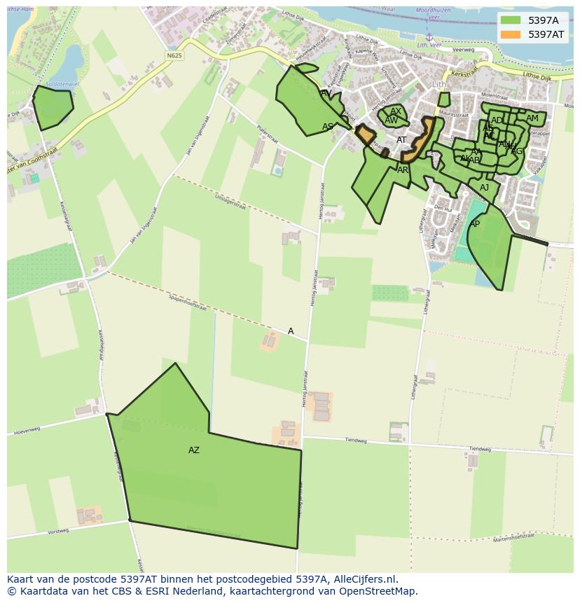 Afbeelding van het postcodegebied 5397 AT op de kaart.