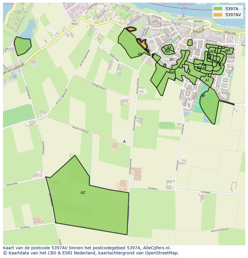 Afbeelding van het postcodegebied 5397 AV op de kaart.