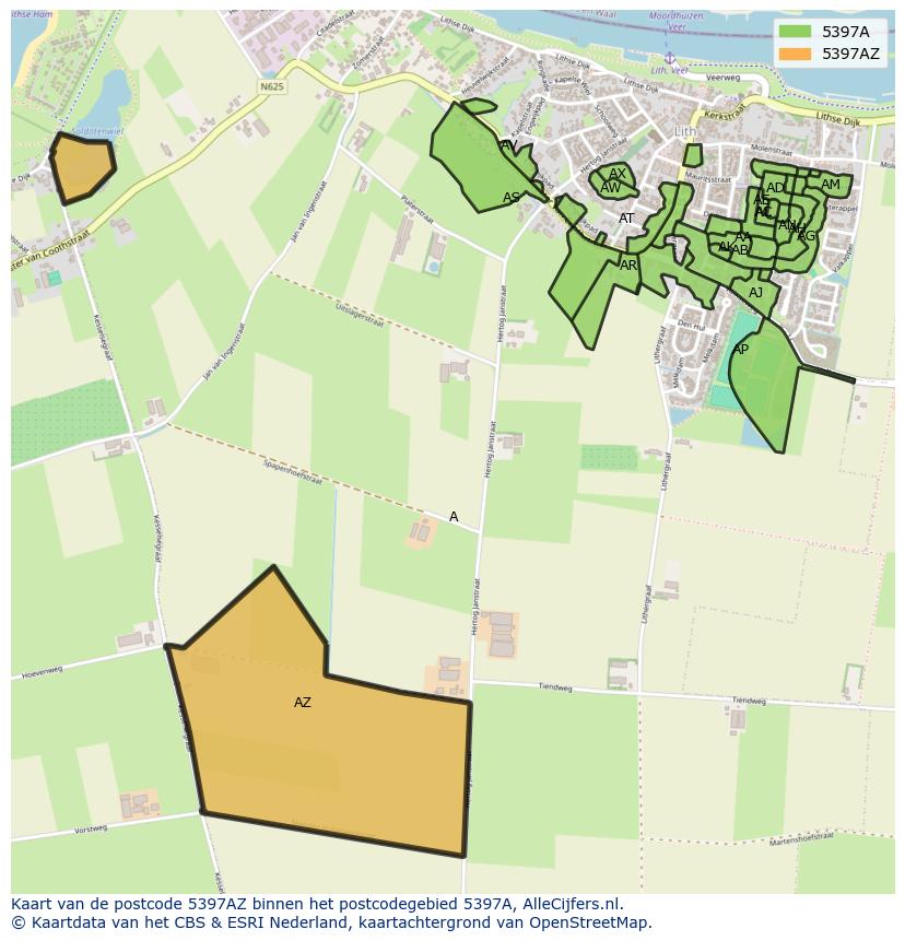 Afbeelding van het postcodegebied 5397 AZ op de kaart.