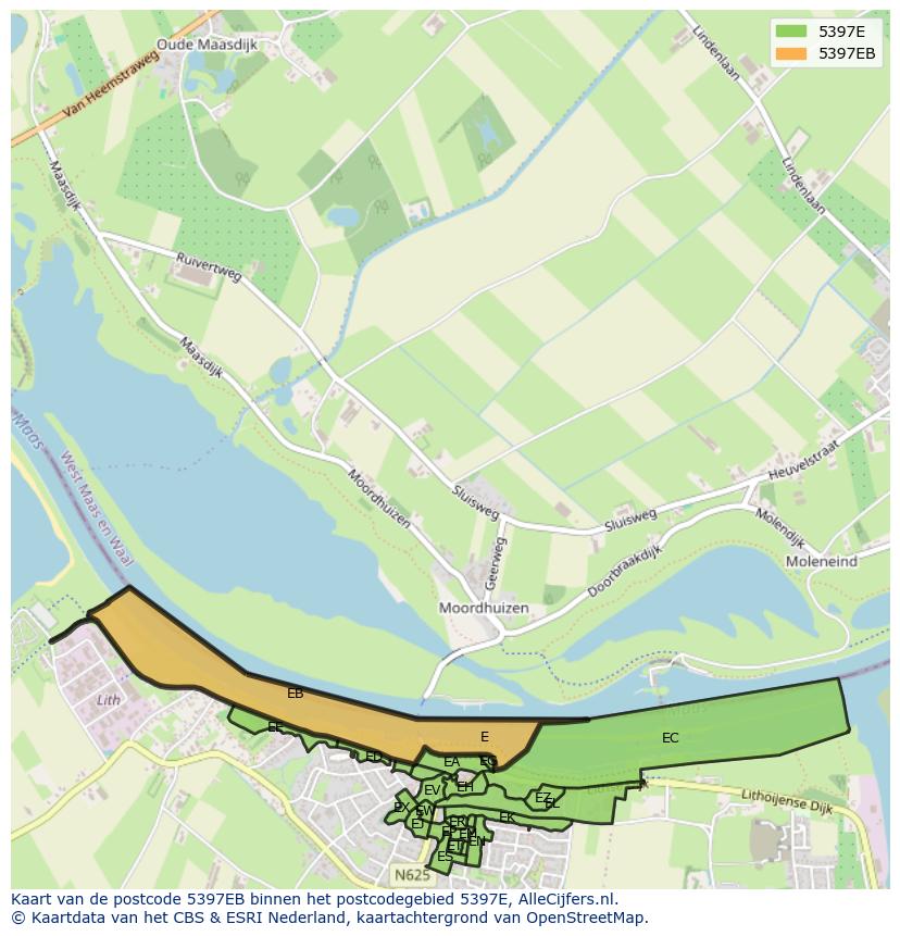 Afbeelding van het postcodegebied 5397 EB op de kaart.