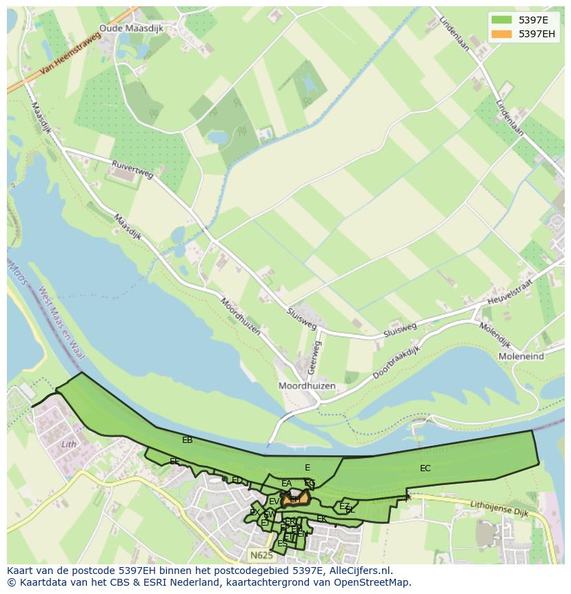 Afbeelding van het postcodegebied 5397 EH op de kaart.