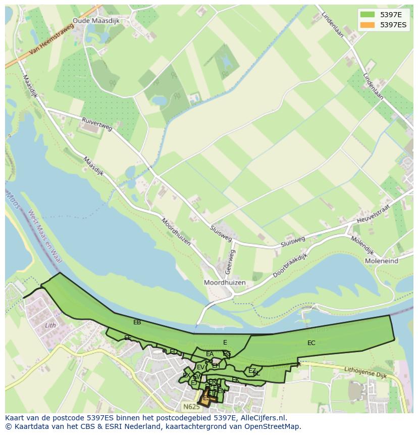 Afbeelding van het postcodegebied 5397 ES op de kaart.
