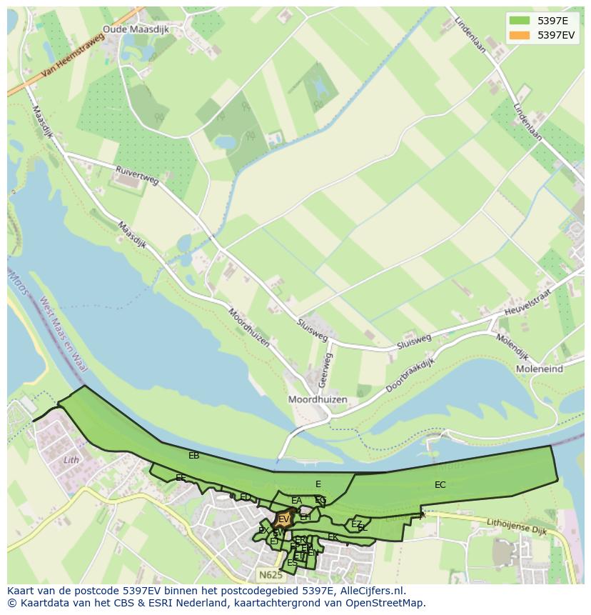 Afbeelding van het postcodegebied 5397 EV op de kaart.