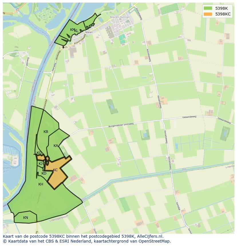 Afbeelding van het postcodegebied 5398 KC op de kaart.